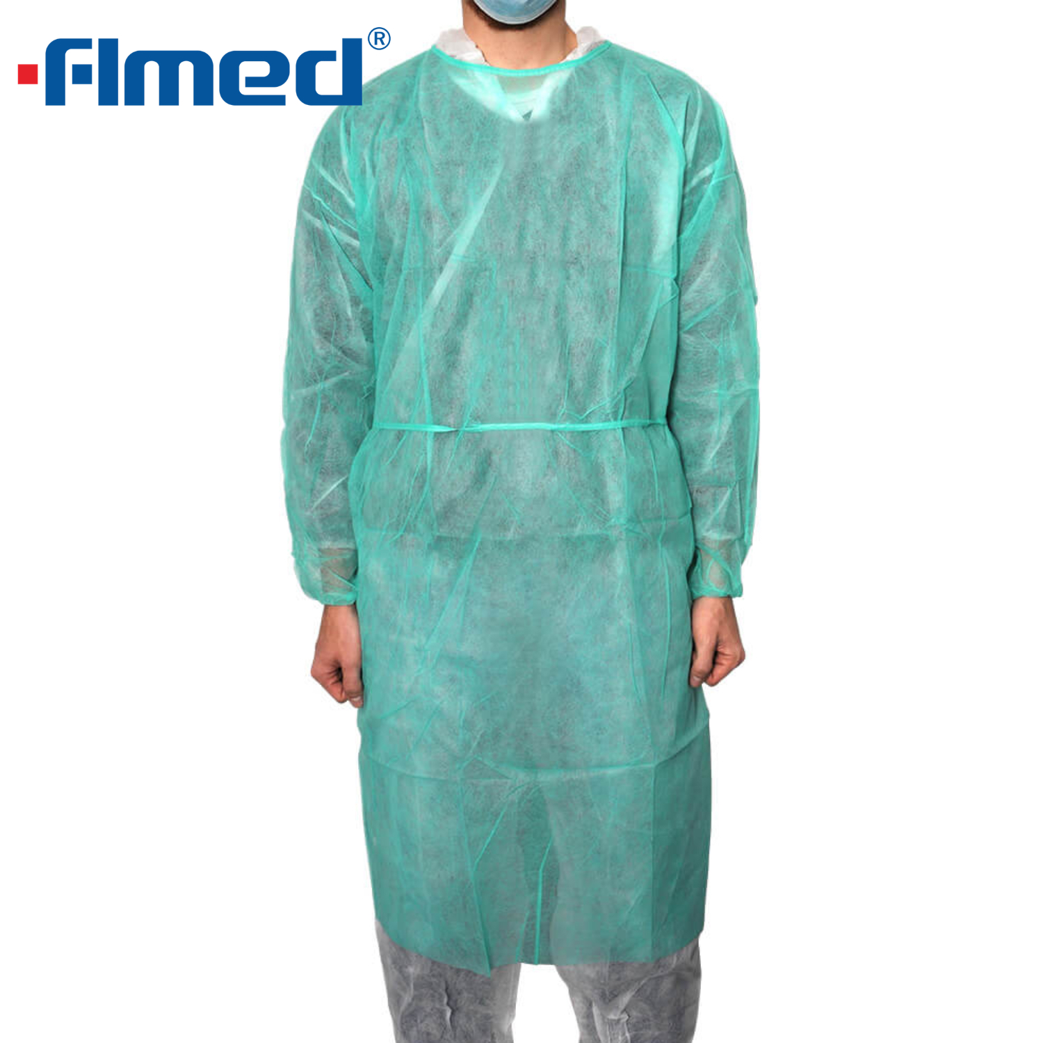 Medizinisches Kleid mit gestrickter Manschette, PP nicht gewebt, nicht steril