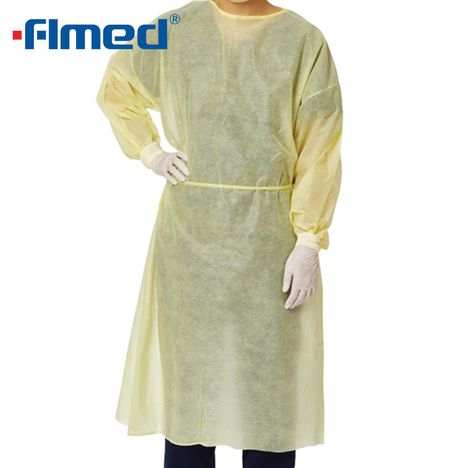 Medizinisches Kleid mit gestrickter Manschette, PP nicht gewebt, nicht steril