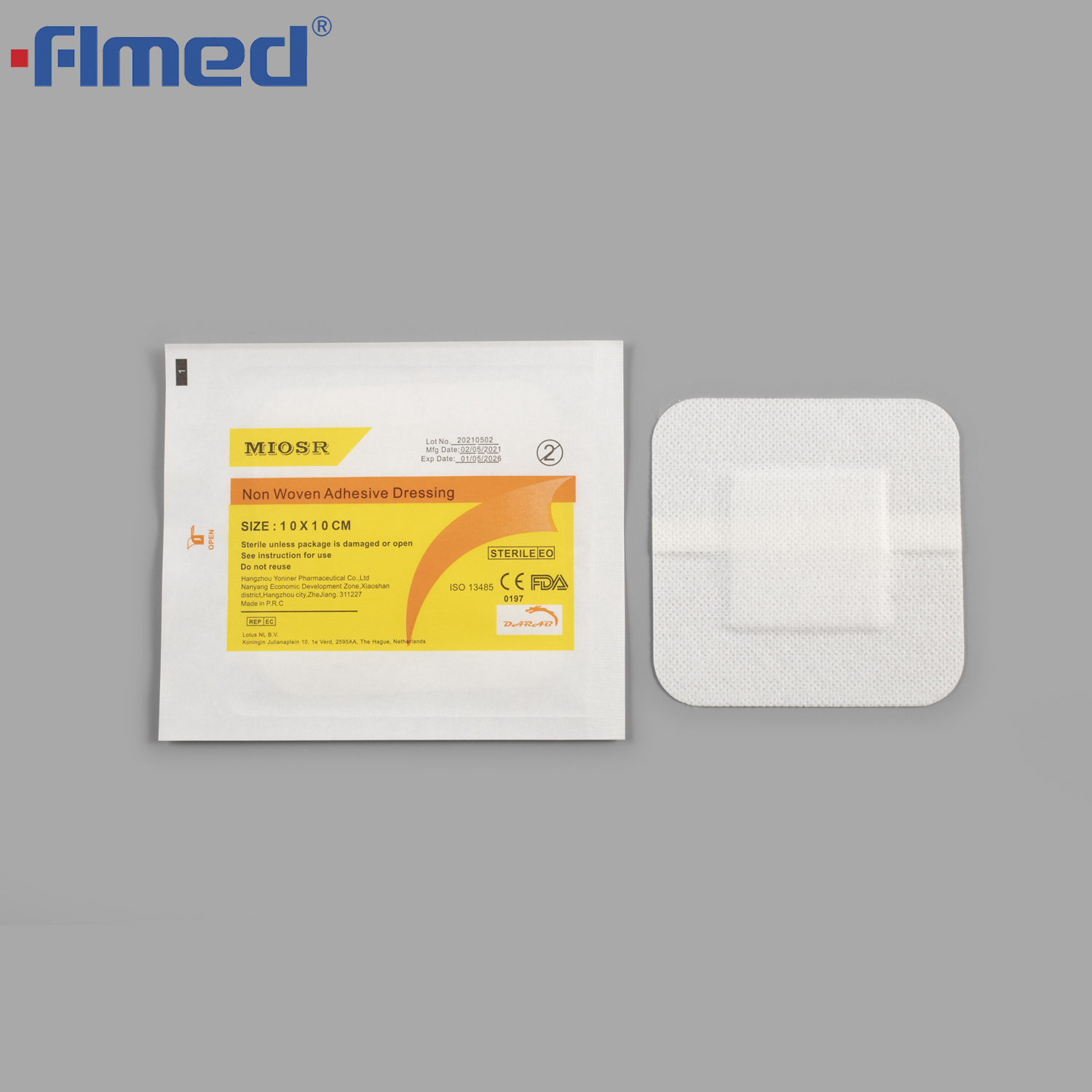 Nicht gewebter Dressing mit medizinischem Wundverband mit absorbierendem Pad, selbstklebend, steril